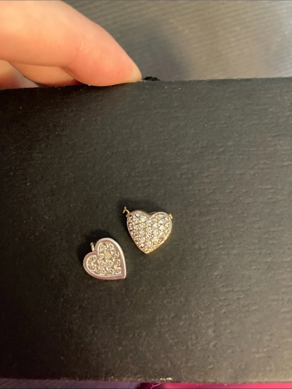 2 diamond yellow gold heart charms ( as is)